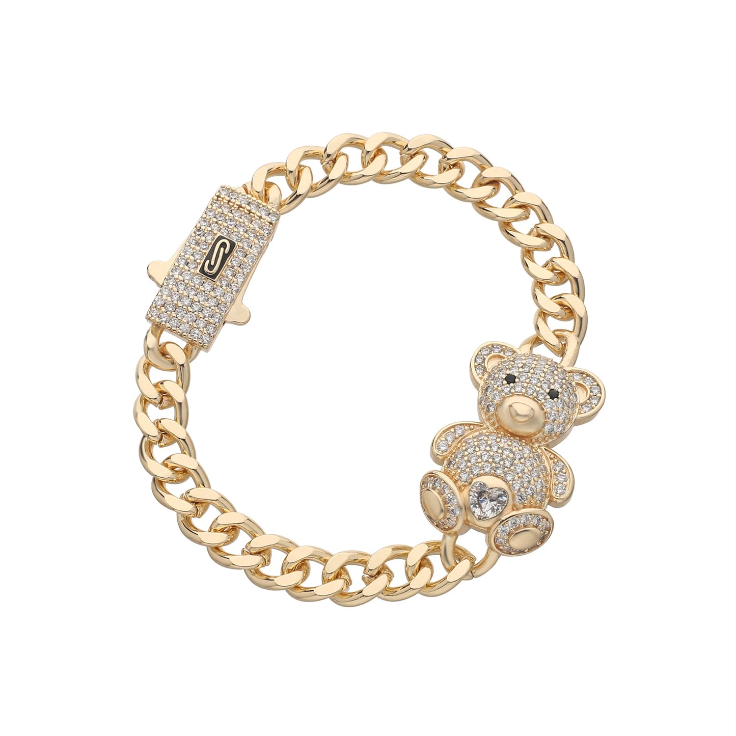 Charming Kawaii Teddy Bear Cuff Bracelet with Sparkling CZ Crystals π»πβ¨