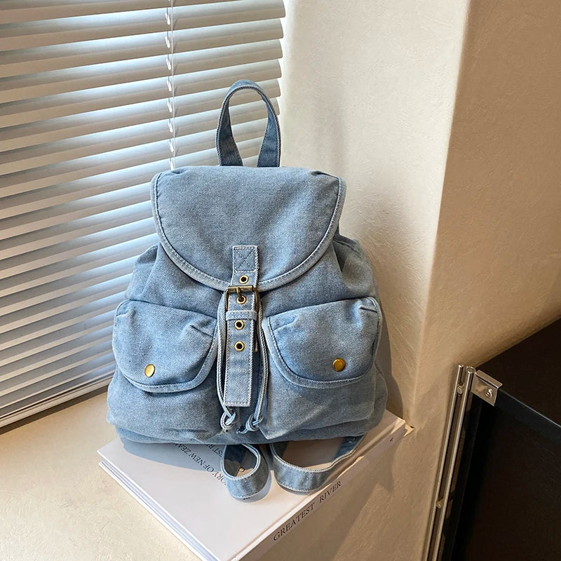 Kawaii Vibes πΈβ¨ Stylish Mini Denim Backpack for Trendy Ladies ππ - Y2K Inspired Fashion!