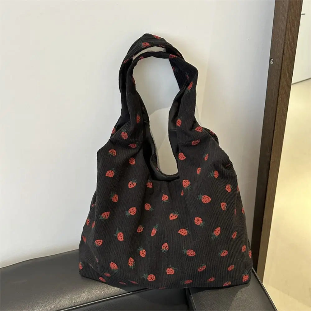 Strawberry Dream Tote πβ¨ - Adorable Square Corduroy Bag for Stylish Girls! πΈπ - Pixie Quill
