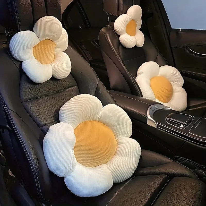 Kawaii Sunflower Car Neck Pillow πΌ | Adorable Cartoon Headrest for Girls ππ | Creative Cute Interior Accessory