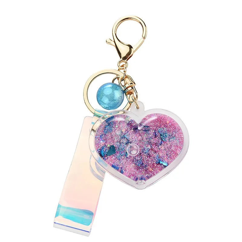 β¨ Adorable Quicksand Heart Keychain π Trendy Mini Bag Charm for Couples π - Pixie Quill