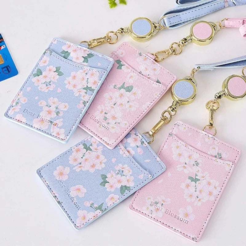Kawaii Sakura Lanyard Card Holder πΈ | Adorable ID & Business Card Case π | Cute Korean Stationery for Office & Daily Use β¨
