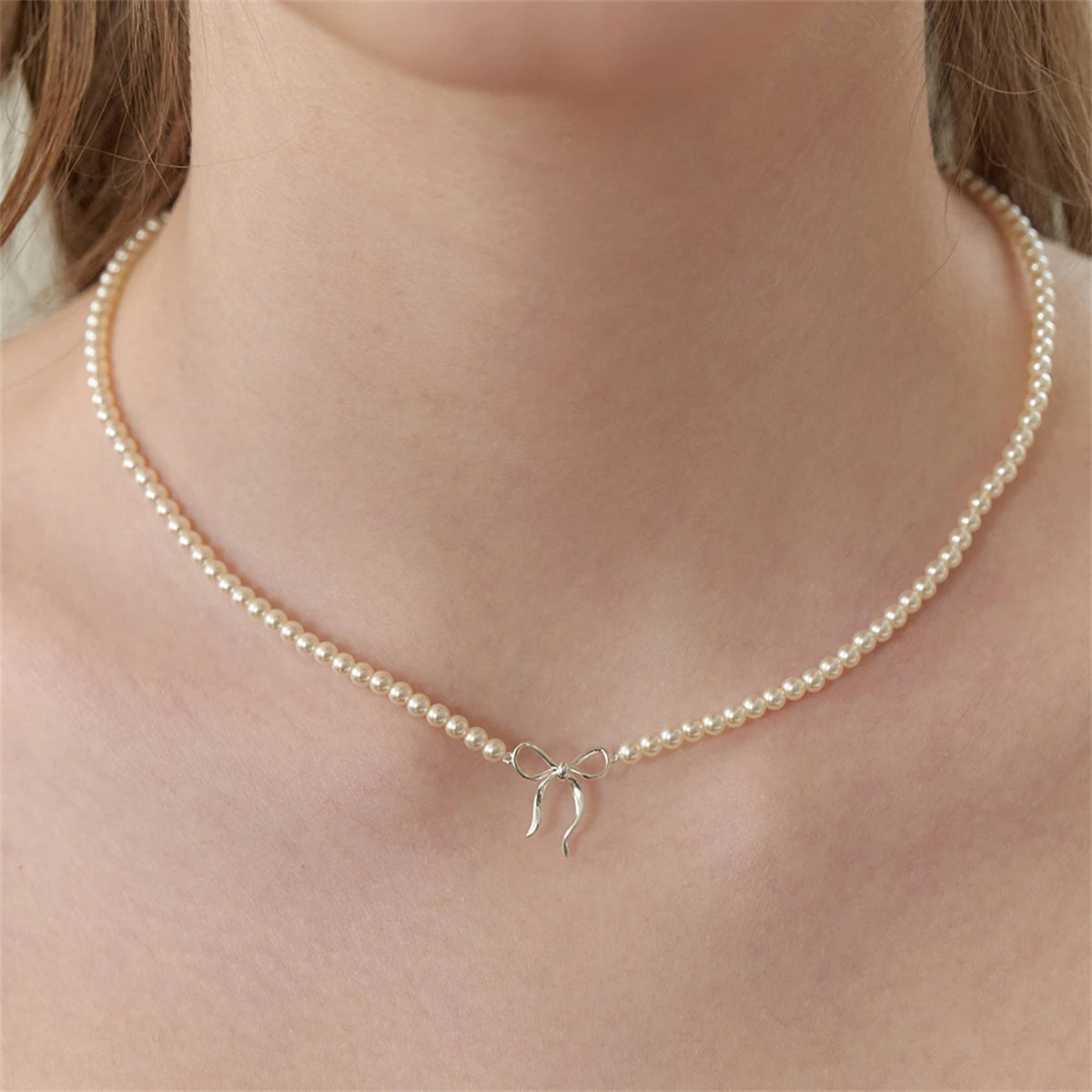 Kawaii Beaded Bow Pendant Necklace ππ - Adorable True Gold Color Tie Knot Charm for Every Occasion!