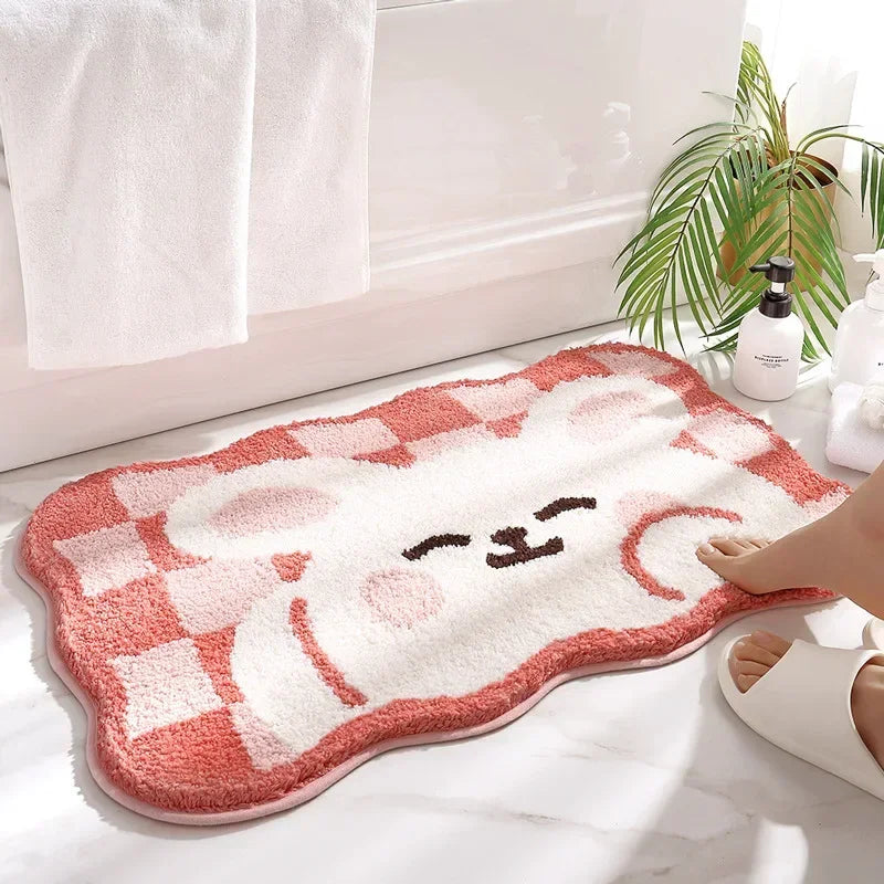 Kawaii Frog & Bear Plush Bath Mat πΈπ§Έ | Non-Slip, Ultra-Absorbent Bathroom Rug for Cozy Decor! πβ¨