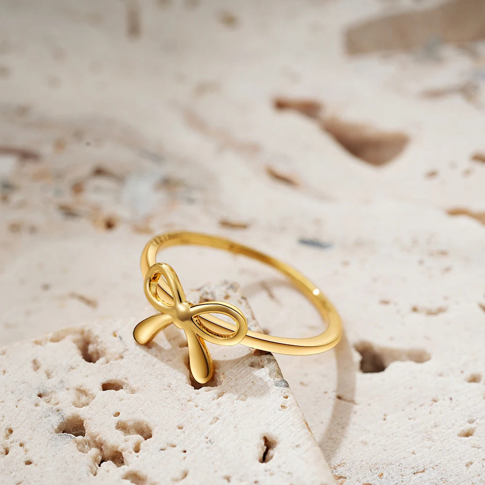 Kawaii Gold Bowknot Rings π for Women | Adorable Mother-Daughter Friendship Jewelry π | Perfect Wedding Bands Gift π