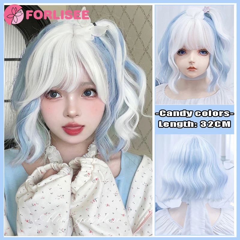 Kawaii Magic! πΈβ¨ FORLISEE Black & Pink Long Straight Wig with Bangs - Perfect for Cosplay & Sweet Lolita Looks! ππ