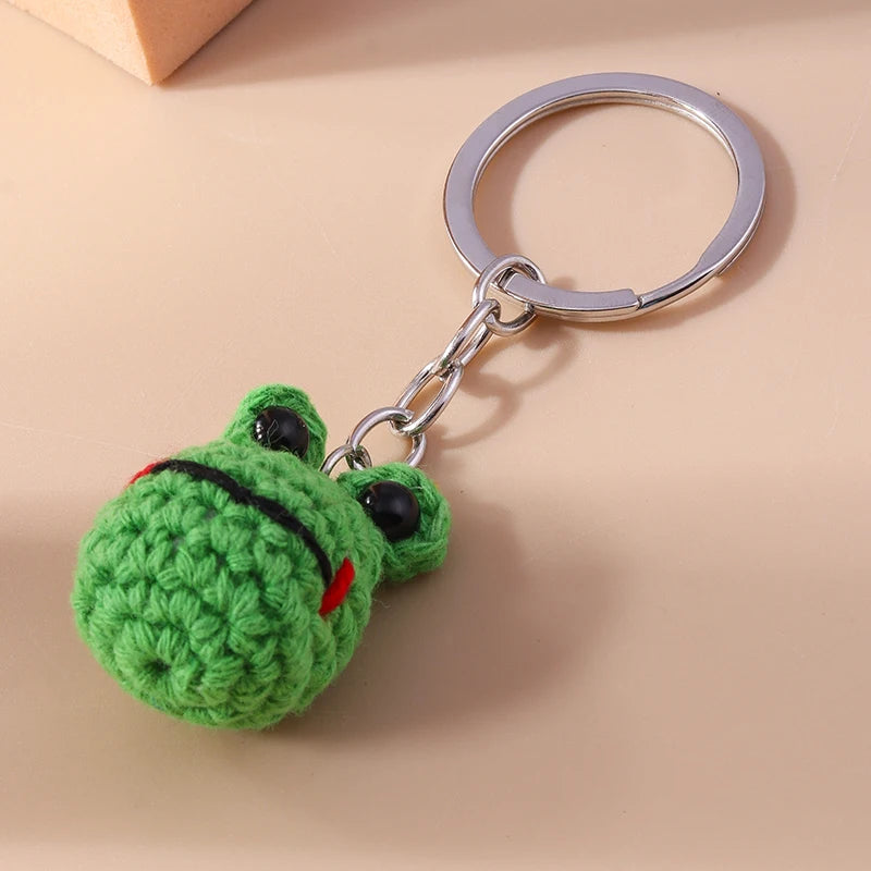 Kawaii Handmade Frog Keychain πΈβ¨ | Cute Cartoon Knitted Animal Charms for Bags & Keys | Perfect Gift for All Ages π
