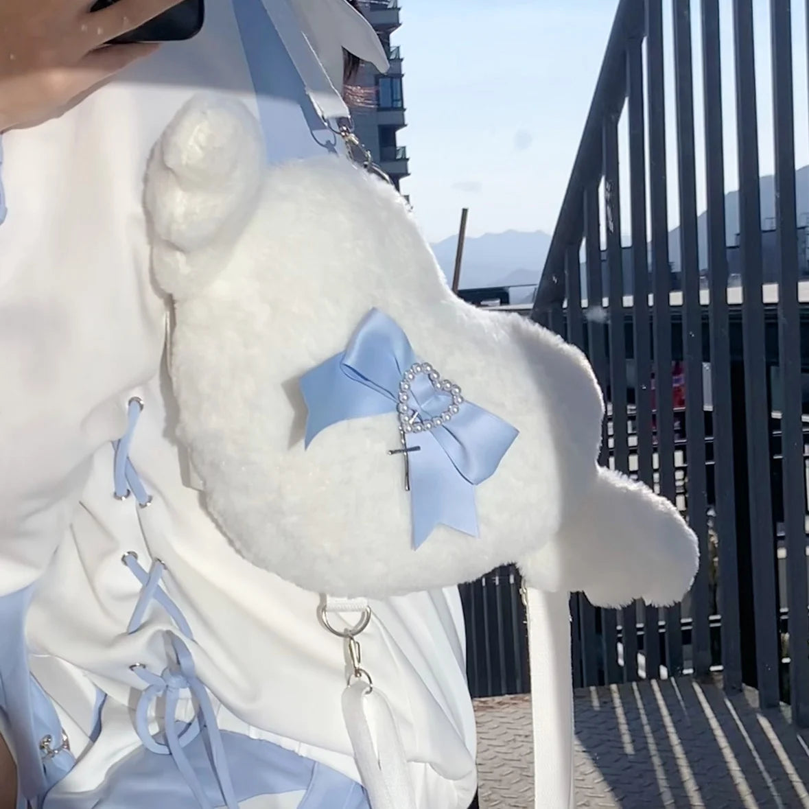 Kawaii Love Wings Mini Backpack πβ¨ | Cute Furry Lolita Shoulder Bag for Girls ππ