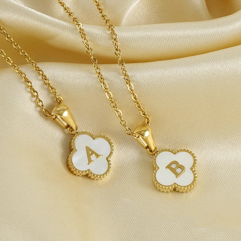 Charming Kawaii Stainless Steel Initial Necklace for Her 🌸✨ | Cute White Chain Jewelry - Perfect Valentine’s Day Gift! 💖