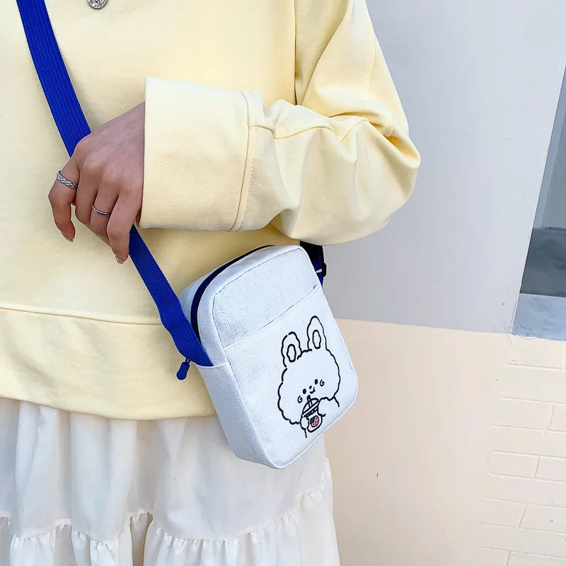 π»β¨ Adorable Bear & Bunny Canvas Crossbody Bag for Girls πΈ Mini Chic Shoulder Purse! ππ - Pixie Quill