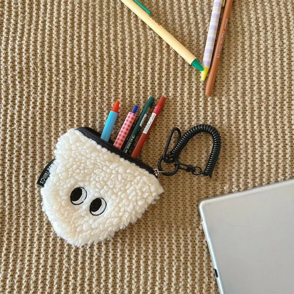 π Adorable Rice Ball Zipper Coin Purse π Plush Wallet with Lanyard - Cute Storage for Small Treasures! π