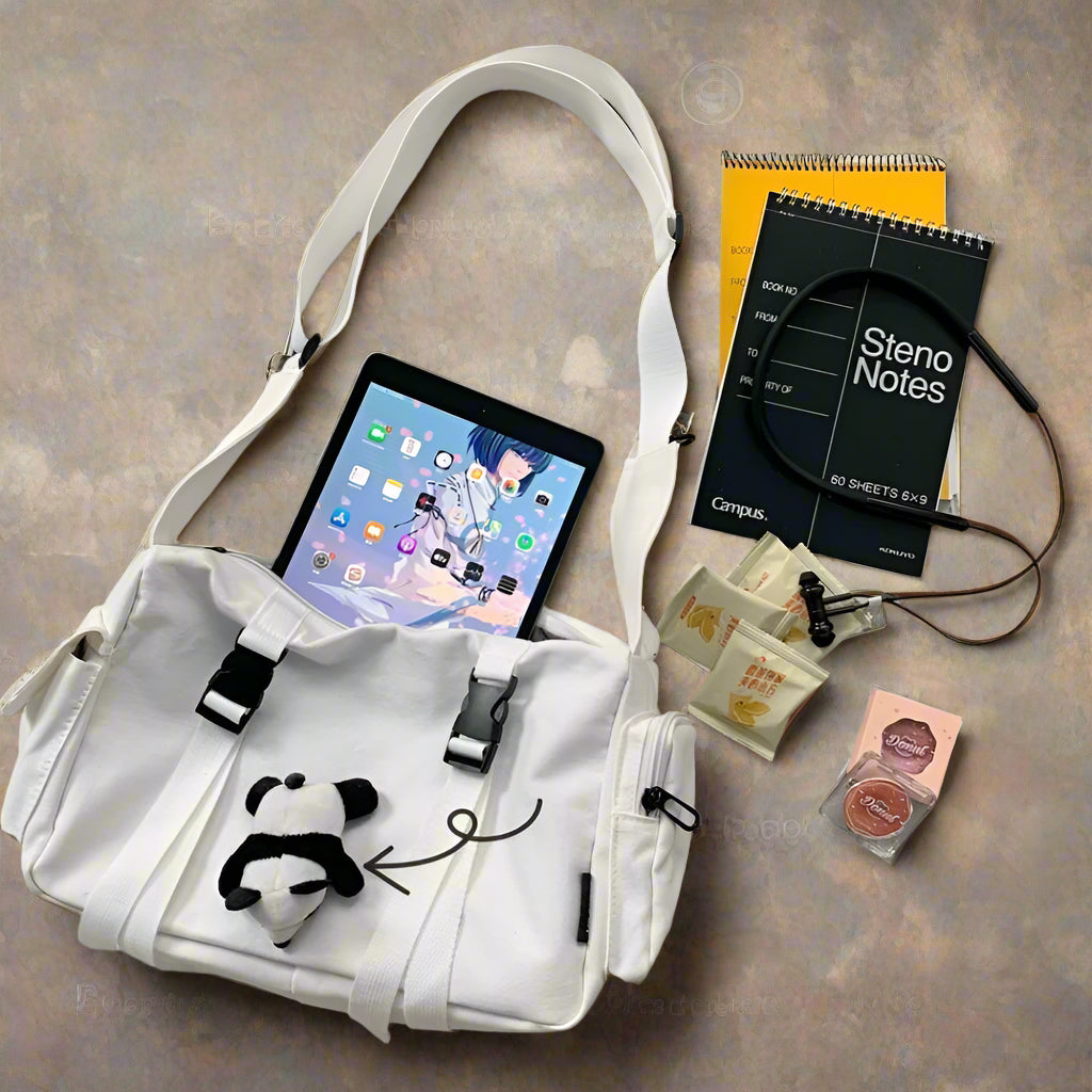 Kawaii Harajuku Canvas Crossbody Bag πβ¨ - Stylish & Spacious Messenger for Trendy Students! ππ