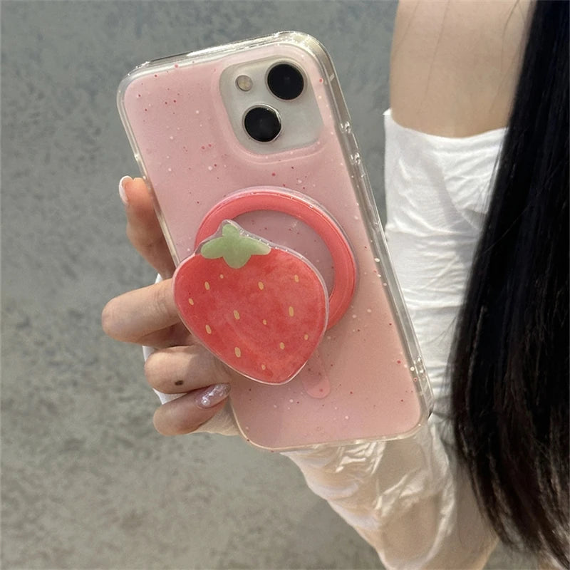 π Adorable Strawberry Grip Tok: Cute Magnetic Phone Stand for iPhone 15 & More! π±β¨ - Pixie Quill