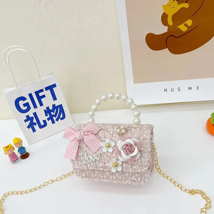 Kawaii Princess Pearl Handbag πβ¨ - Adorable Bow Shoulder Messenger Bag for Kids & Parents! πΈπ§