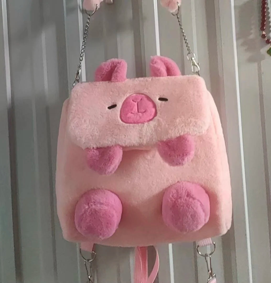 Kawaii Capybara Plush Backpack πΉβ¨ | Cute Large Capacity Schoolbag for Students & Women ππ | Versatile Handbag & Crossbody Bag