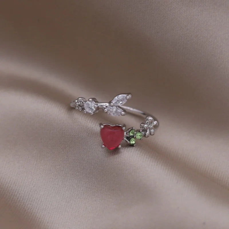 Kawaii Love Crystal Ring 💖✨ - 14K Gold Plated Heart Design for Elegant Daily Wear! 🌟💍