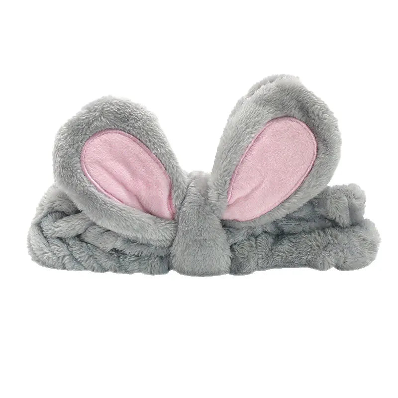 Women Wash Face Makeup Soft Coral Fleece Elastic Headband Head Wrap Cute Rabbit Bow Animal Ears Hairband Girl Hair Accessories