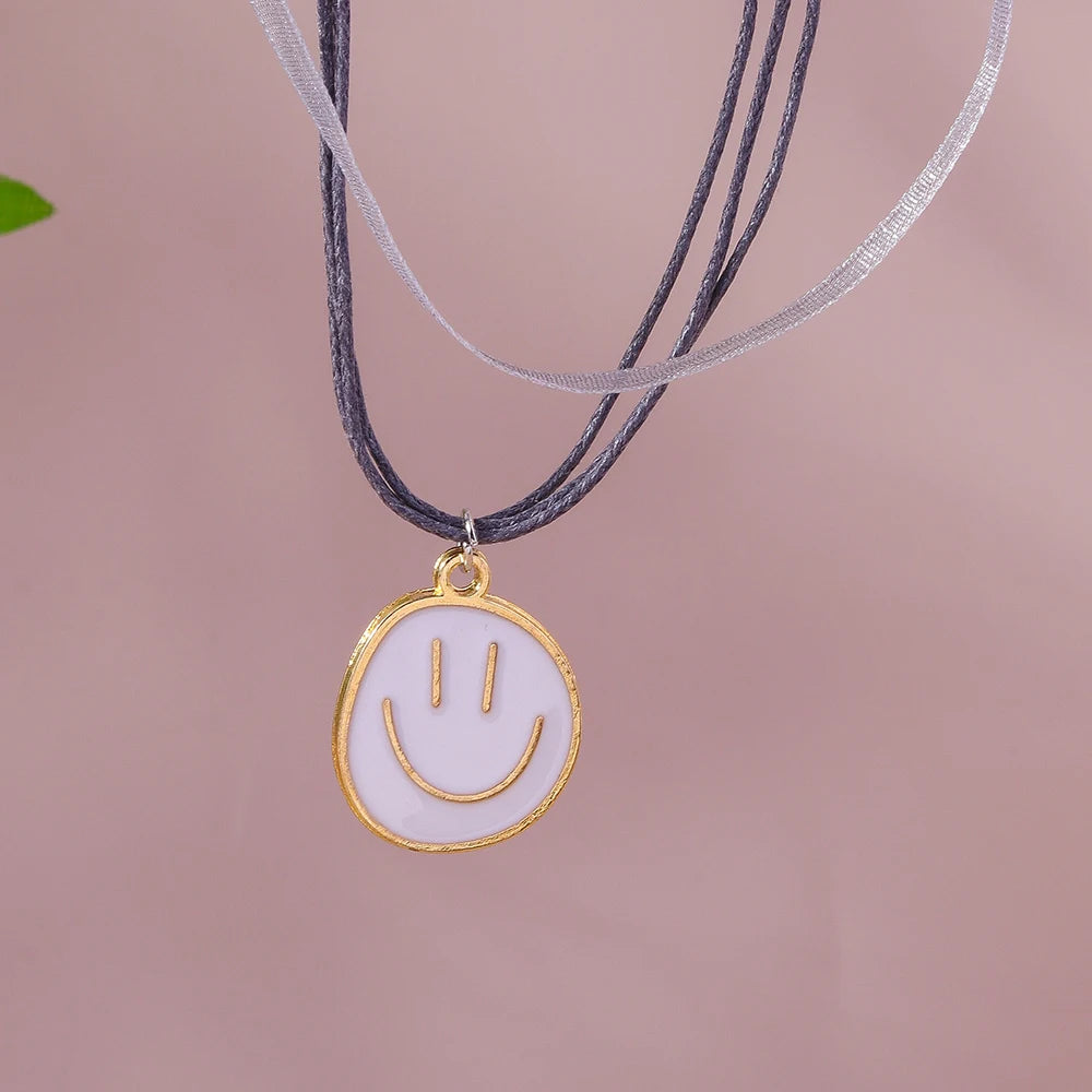 Kawaii Irregular Round Smile Face Necklace πβ¨ - Perfect Gift for BFFs & Kids! ππ