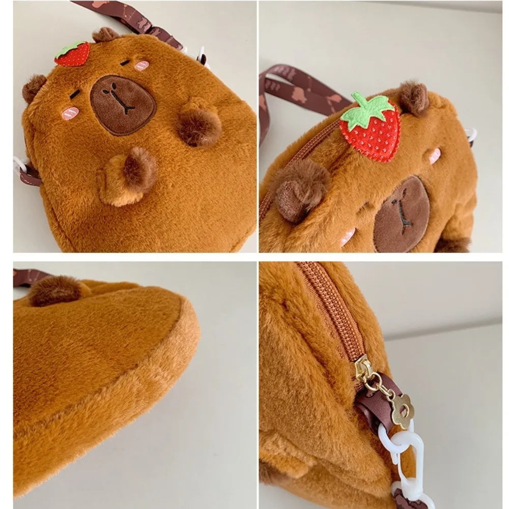 Kawaii Capybara Plush Crossbody Bag πΎβ¨ - Adorable School & Casual Shoulder Bag for Youth! ππ