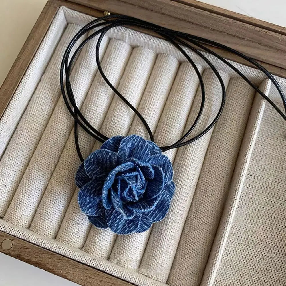 Kawaii Long Rose Flower Choker πΉβ¨ | Adjustable Romantic Necklace for Sweet Style πΈπ