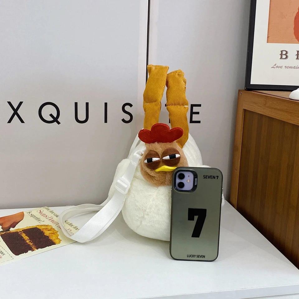 Kawaii Big Rooster Plush Crossbody Bag πβ¨ Cute & Funny Shoulder Tote for All Occasions! ππ