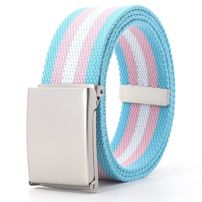 Kawaii Rainbow Striped Tactical Belt πβ¨ Unisex Slim Fashion Accessory for Casual Vibes! πΎπ¦