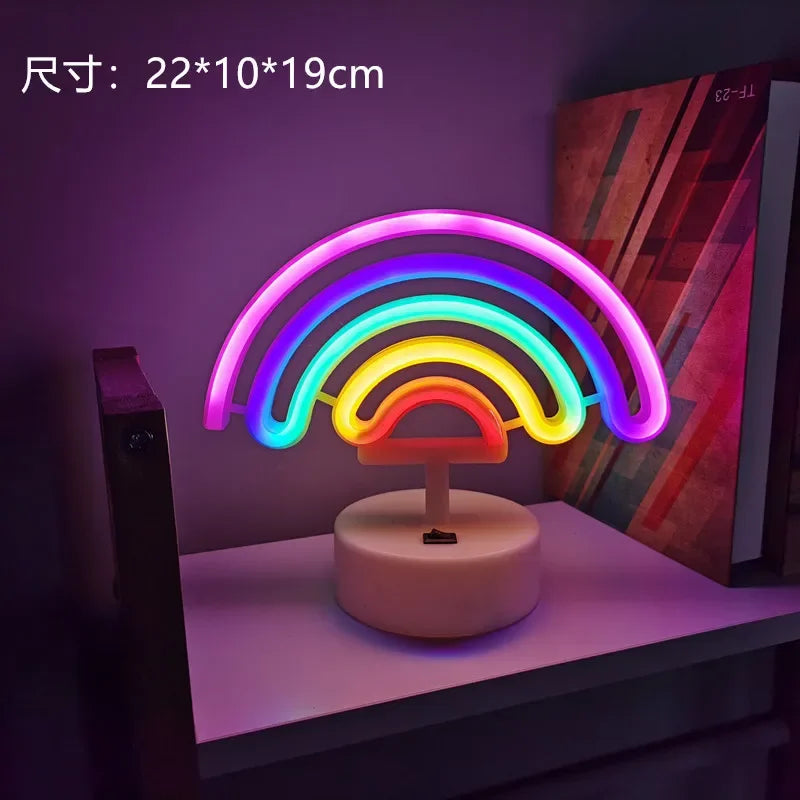 Kawaii LED Neon Night Light πβ¨ - Adorable Flamingo, Unicorn & Rainbow Decor for Kids' Rooms ππ