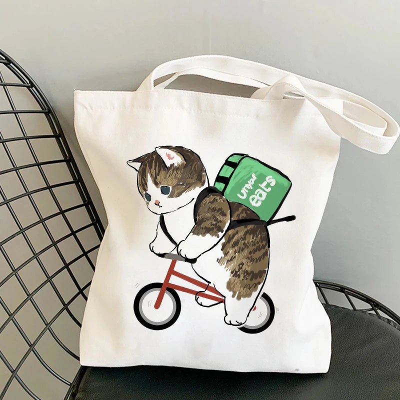 Kawaii Cat Canvas Tote: Adorable Shoulder Bag for Fashionable Girls πΎπ - Pixie Quill