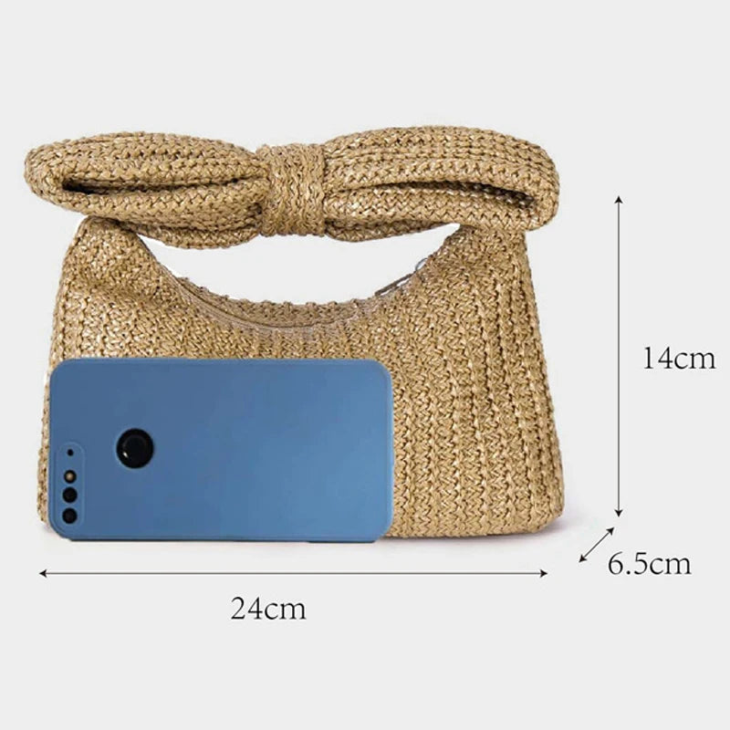 Kawaii Summer Bow Clutch Bag πΈβ¨ | Adorable Straw Purse for Beach & Parties π | 2024 Luxury Design π
