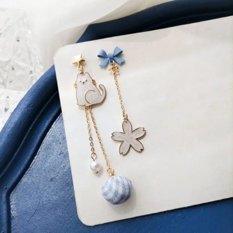Charming Cat & Bunny Balloon Studs ππ°β¨ - Cute & Colorful Earrings for Trendy Girls!