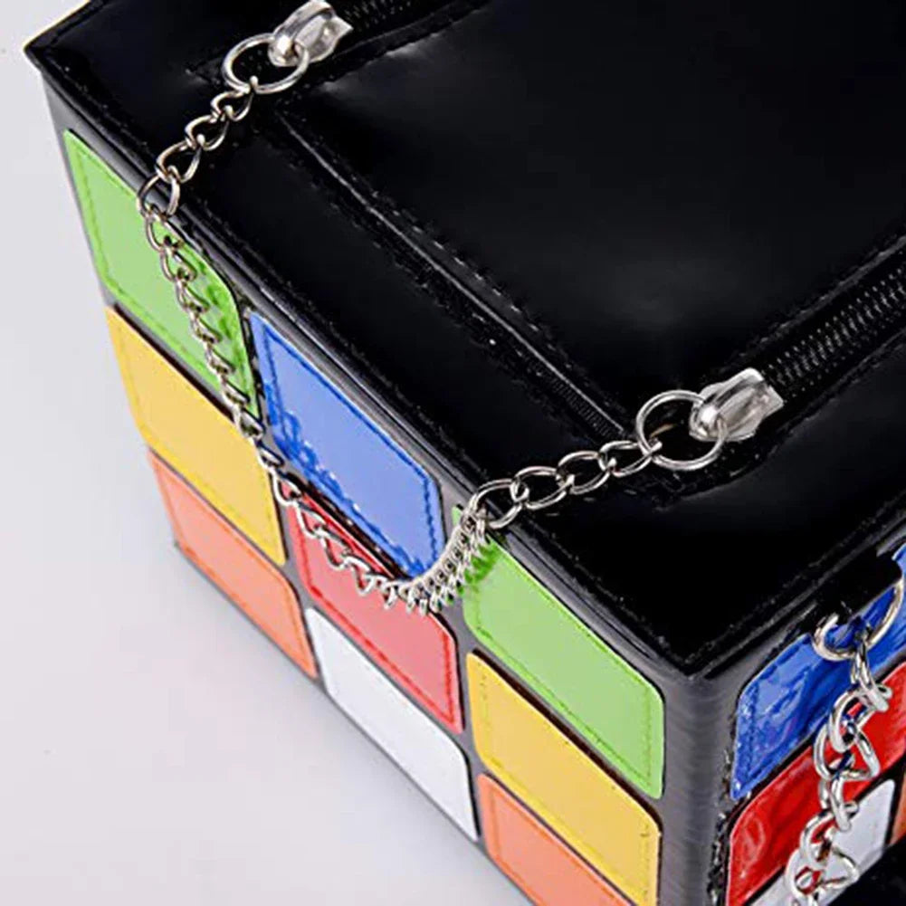 Kawaii Cube Charm πβ¨ β Trendy Mini Handbag with Chic Chains | Cute PU Leather Tote for Stylish Women πΈπ₯³