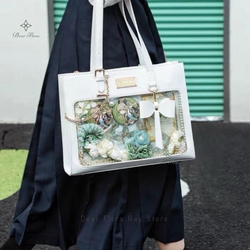 Kawaii Bow Ita Bag π | Cute Transparent Tote & Crossbody Handbag for Sweet Girls π | DIY Badge Display π