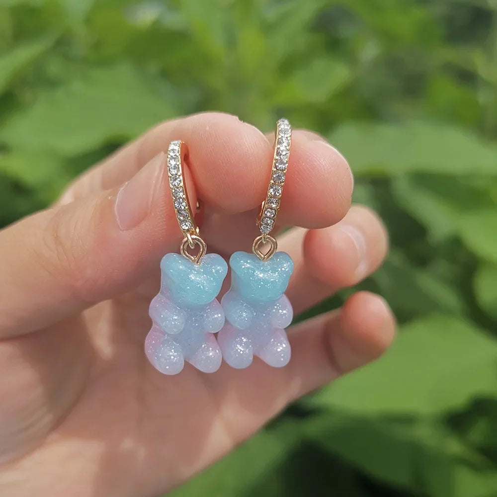 π Sweet Rainbow Bear Dangle Earrings π¬β¨ Cute Acrylic Drop Jewelry for Trendy Girls! π»π