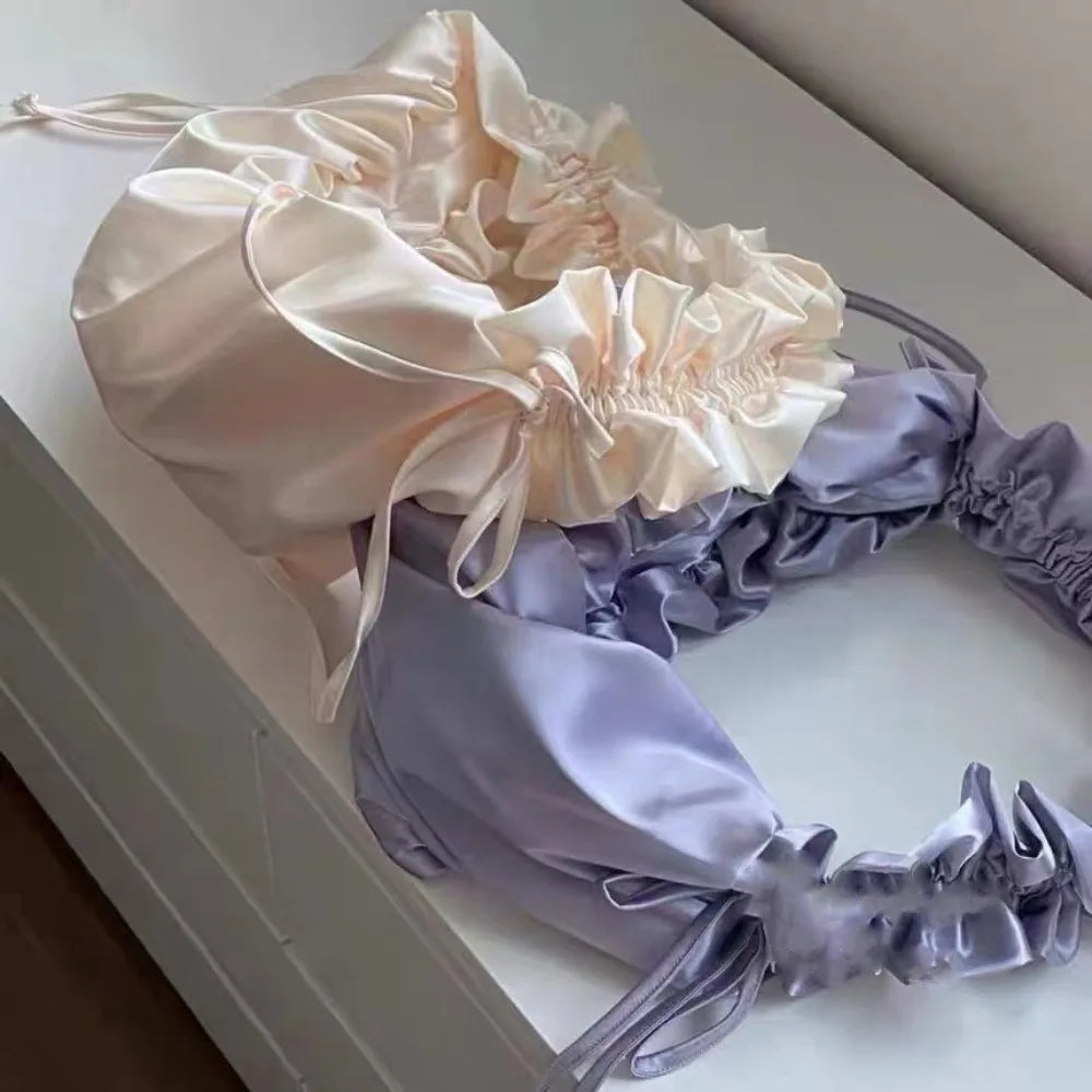 Charming Kawaii Silk Satin Pleated Crossbody Bag πΈβ¨ - Perfect for Parties & Playful Outings! ππ