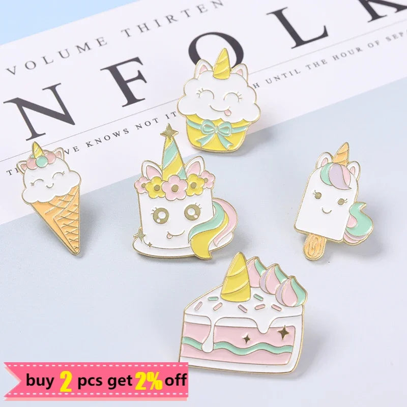 Kawaii Rainbow Dessert Enamel Pin π°π¦ Cute Cake & Ice Cream Brooches for Bags & Clothes πβ¨ Perfect Gift for Friends & Kids!