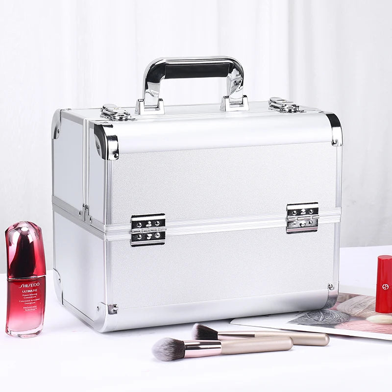 Kawaii Makeup Train Case πβ¨ | Adjustable 4-Tray Organizer with Lockable Compartments ππ