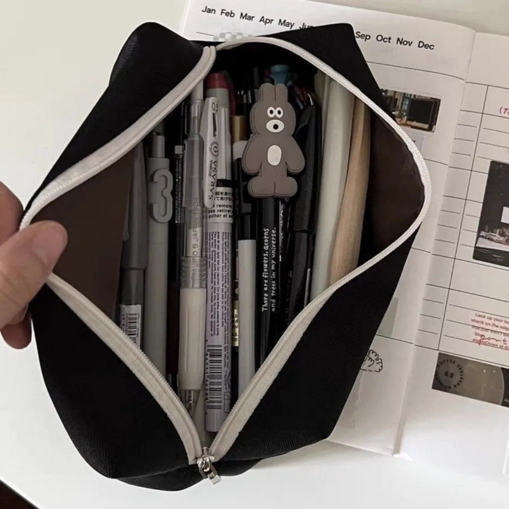 Kawaii Black Puppy Pencil Pouch πΎβ¨ - Large Capacity Stationery Organizer for School & Office!