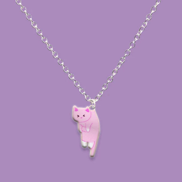 Kawaii Cartoon Cat Pendant Necklace πΎβ¨ - Colorful Metal Choker for Couples & Friends | Adorable Party Jewelry! ππ