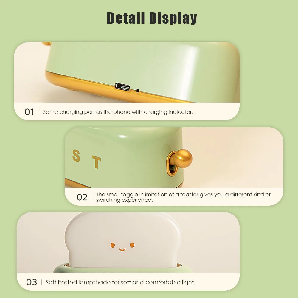 π Adorable Toasty LED Night Light | Fun Bread Table Lamp with Timer πβ¨ - Pixie Quill