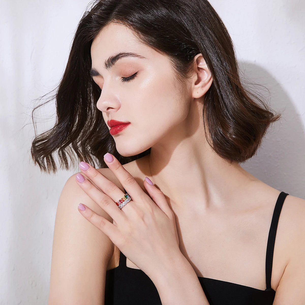 Kawaii Rainbow Sparkle CZ Baguette Ring πβ¨ | Cute Engagement & Wedding Jewelry ππ