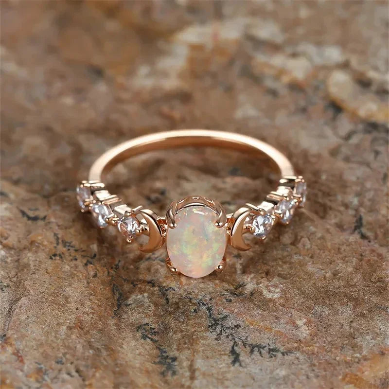 Kawaii Imitation Opal Moon Rings ππβ¨ - Dreamy Wedding & Anniversary Accessories for Her!