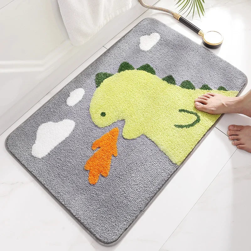 Kawaii Frog & Bear Plush Bath Mat πΈπ§Έ | Non-Slip, Ultra-Absorbent Bathroom Rug for Cozy Decor! πβ¨