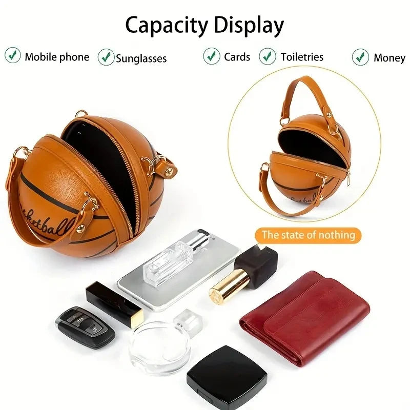 Kawaii Basketball Chic: PU Leather Chain Shoulder Bag ππβ¨ - Trendy Crossbody for Teens!