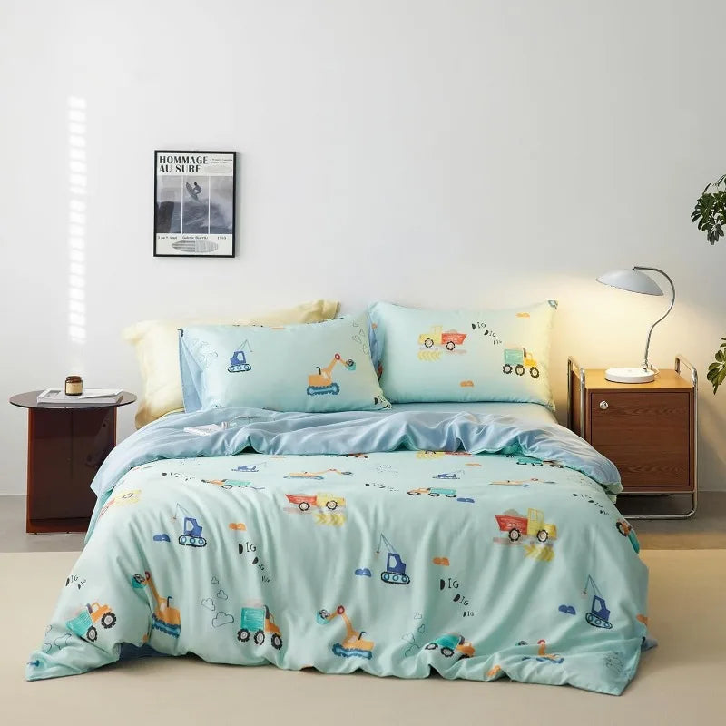 Kawaii Strawberry Dreams Duvet Cover Set - Adorable 3-Piece Cotton Bedding for Cozy Comfort ๐โจ