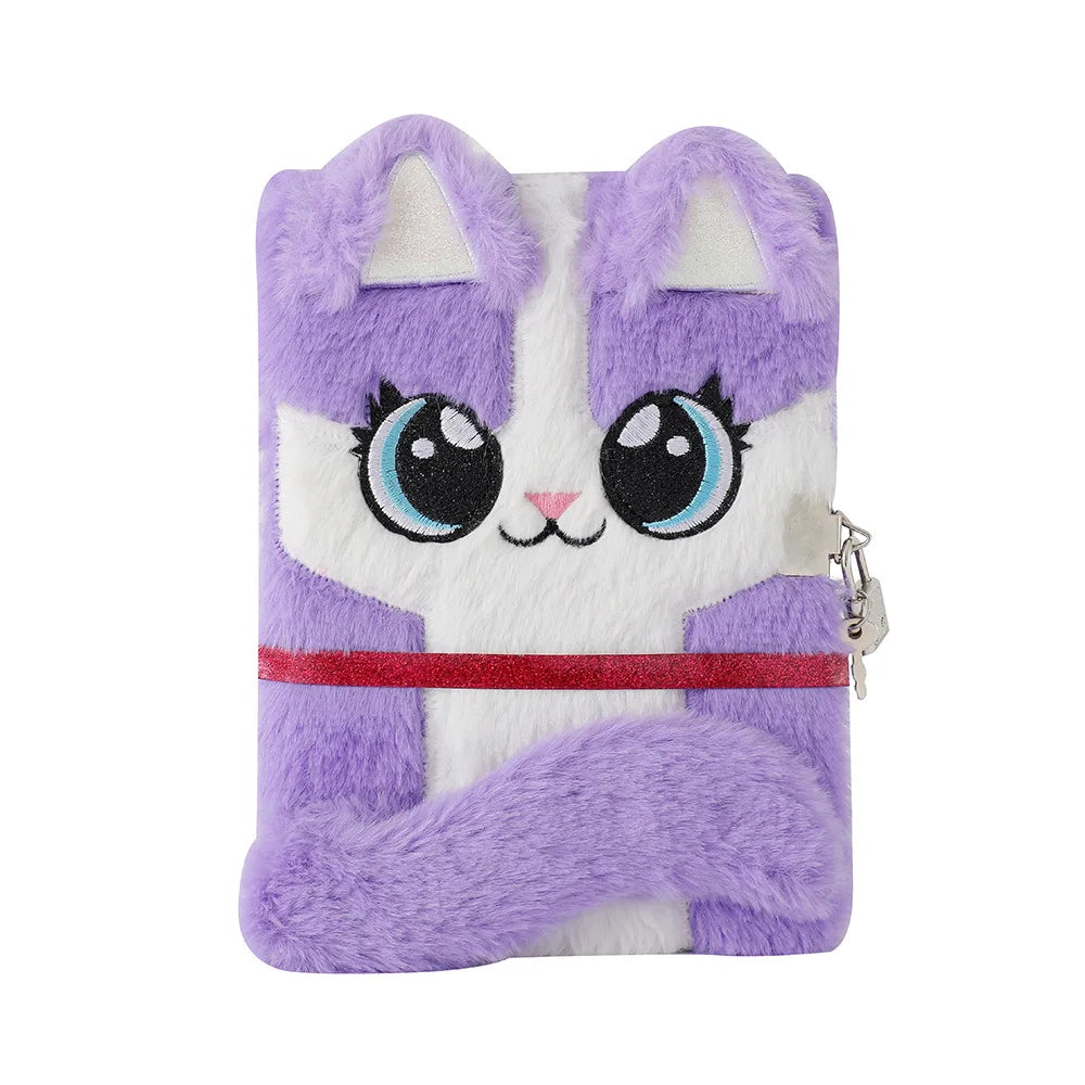 Kawaii Cat Plush Notebook πΎβ¨ | Cute A5 Lock Diary with Adorable Cat Ears π±π | Perfect School Stationery!