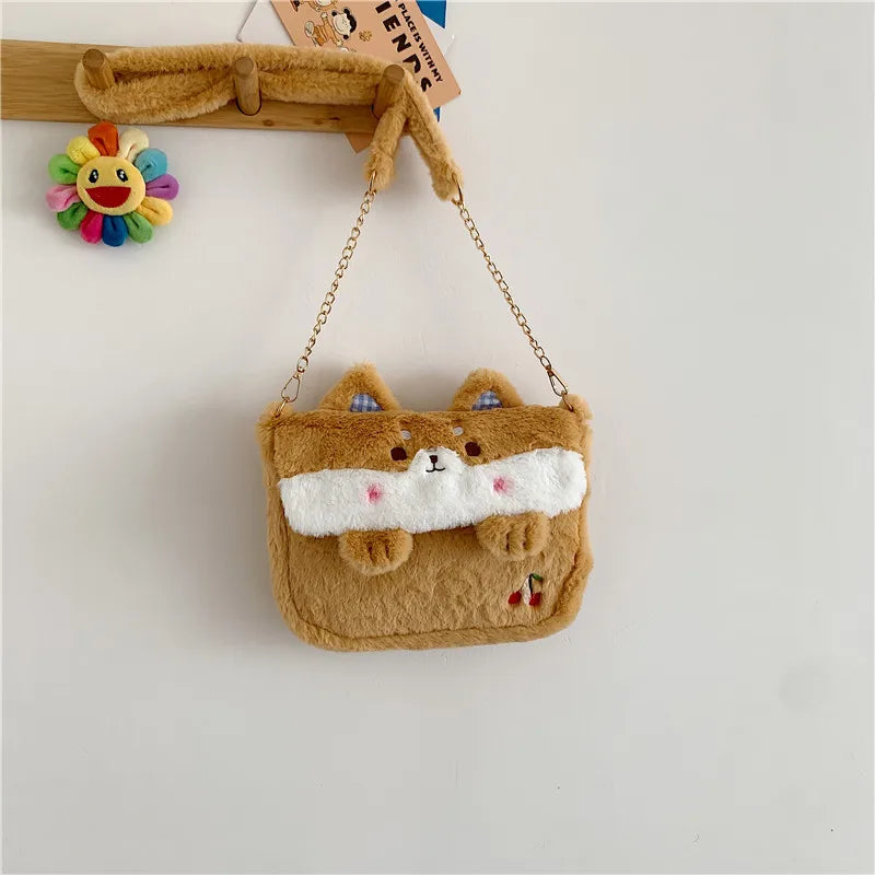 Kawaii Plush Frog Messenger Bag πΈβ¨ - Cute Cartoon Shoulder Bag for Girls!