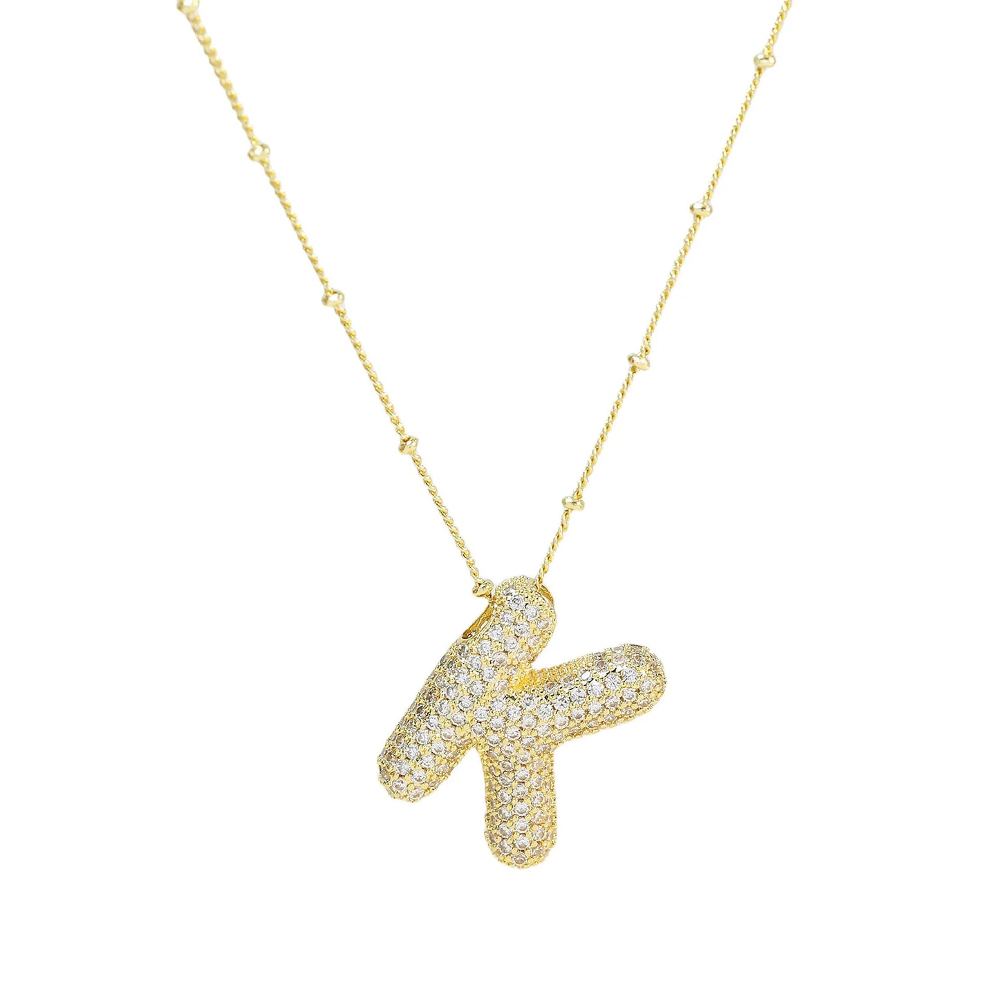 Kawaii CZ Zircon Balloon Initial Necklaces πβ¨ A-Z Alphabet Bubble Letter Pendants for Trendy Women π Fashion Jewelry