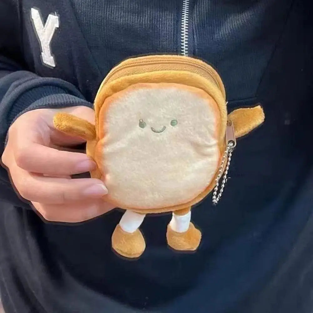 Kawaii Toast Coin Purse 🍞✨ | Adorable Portable Bag for Coins, Makeup & Headphones 🎀