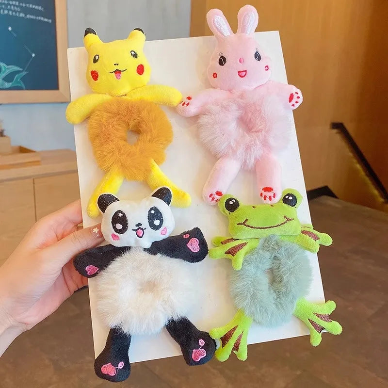 Kawaii Cute Cartoon Animal Hair Ties πΎβ¨ - Adorable Plush Headbands for Kids, Safe & Stylish Hair Accessories!