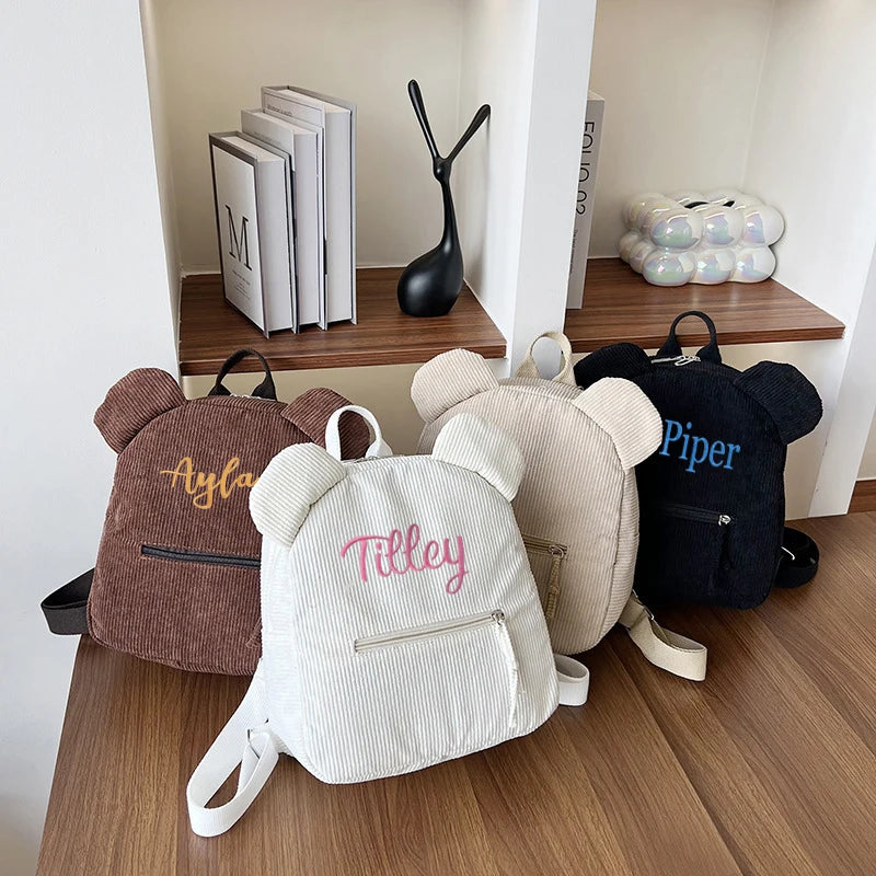 Kawaii Custom Teddy Bear Backpack πβ¨ | Personalized Kids School Bag with Embroidered Name π»π | Perfect for Birthdays & Children's Day Gifts!